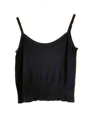 Sisley black cotton cropped sweater cami tank top size S
